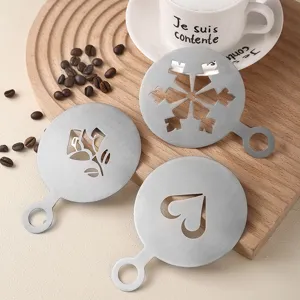 Edelstahl Kaffeeschablone Latte Art Set für Barista und Kuchen Dekorationswerkzeuge.