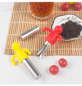 Stainless steel silicone little man tea infuser creative tea strainer detail view display
