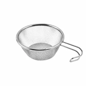 Stainless steel wire mesh kitchen strainer colander with double handle for tea flour 12.2cm