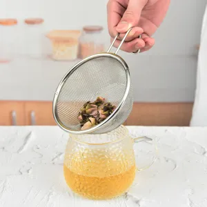 Stainless steel tea strainer mesh filter for loose leaf tea and kitchen cooking tool use.