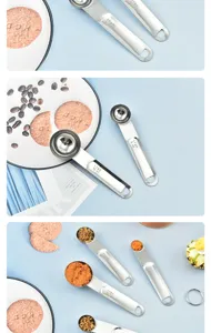 Kit de cuillères à mesure en acier inoxydable double échelle pâtisserie cuisine café 4pcs