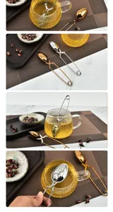 Infusor de Té de Acero Inoxidable Pinza Forma de Hoja Filtro para Té Hojas Sueltas