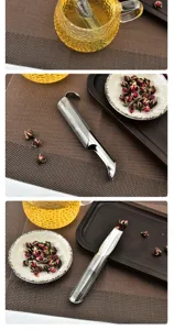 Passoire à thé en forme de pipe en acier inoxydable pour infuser les feuilles.