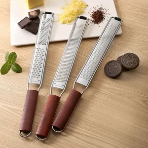 Stainless Steel Cheese Grater Lemon Zester And Chocolate Grater With Wooden Handle Multifunctional Kitchen Food Shredder Tool