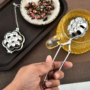 Infusor de Té de Acero Inoxidable Forma de Calabaza Colidor de Té de Malla con Cadena y Mango