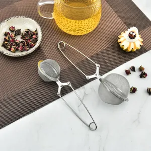 Infusor de té de acero inoxidable con mango filtro de bola para té suelto y café.
