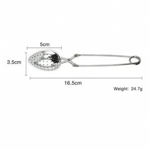 Infusor de té de acero inoxidable forma de hoja colador de té suelto mango 16.5cm