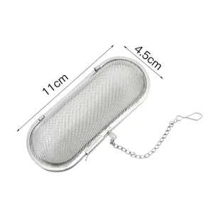 Stainless steel tea infuser with chain filter mesh for loose leaf tea and herbs 11x4.5cm