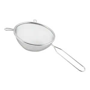 Stainless steel fine mesh flour sifter kitchen baking strainer with long handle for powder