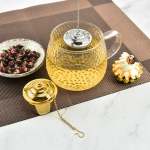 Edelstahl Tee-Ei Gewürzei Teefilter Kugel für losen Tee und Kräuter mit praktischer Kette.
