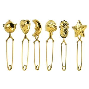 304 Acier Inoxydable Or Thé Infuseur Clip Cœur Coquille Ananas Théière Étoile Lune Forme Passoire à Thé Accessoire