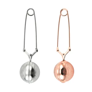 Stainless steel tea infuser ball with scissor handle, dual color set for loose leaf tea.