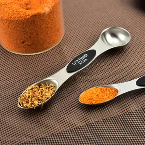 Edelstahl doppelendiges Messlöffel-Set zum Backen und Kochen praktisches Werkzeug.