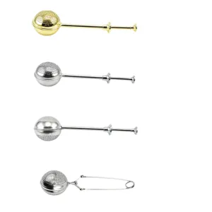 Stainless steel tea infuser push handle mesh strainer for loose leaf tea filtering