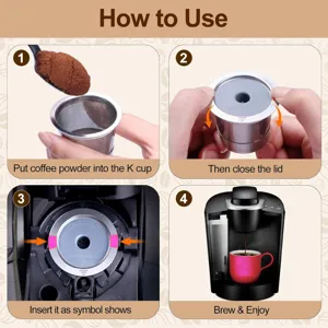 Wiederverwendbare Edelstahl K Cup Kaffeekapsel kompatibel mit Kaffeemaschinen, umweltfreundlich.