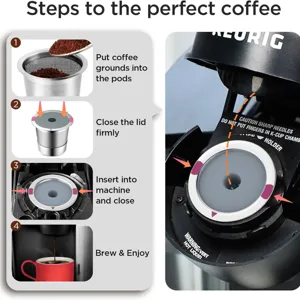 Capsule de café en acier inoxydable réutilisable compatible avec les machines Keurig.