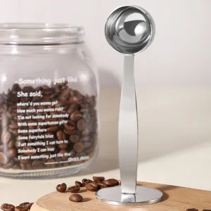 Stainless steel standing coffee spoon tamper dual-use kitchen tool for coffee beans