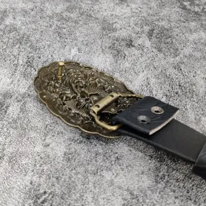 Damen Vintage PU Ledergürtel mit antiker bronzefarbener Schnalle für Jeans und Kleider