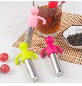 Silicone stainless steel human shape tea infuser creative tea leaf filter strainers set.