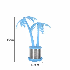 Infuseur à thé en silicone palmier créatif avec filtre en acier inoxydable vue