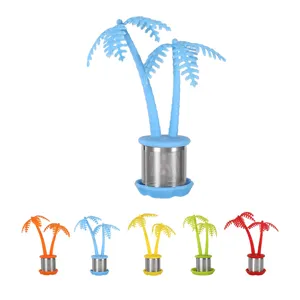 Infuseur à thé en silicone et acier inoxydable en forme de palmier pour thé en vrac.