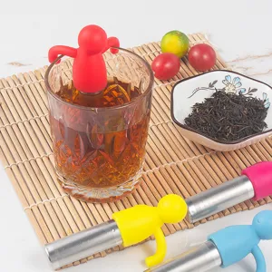 Silicone stainless steel tea infuser with creative little man design for loose leaf tea