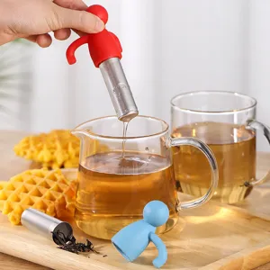Infusore per tè in silicone omino acciaio inossidabile filtro per tè sfuso da cucina