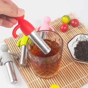 Creative human shape silicone stainless steel tea infuser tea strainer for loose leaf tea.