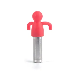 Silicone and stainless steel man tea infuser, cute red tea strainer filter for loose tea leaves.