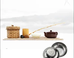 Stainless steel tea infuser detail view, 304 mesh tea filter strainer for loose leaf tea brewing.