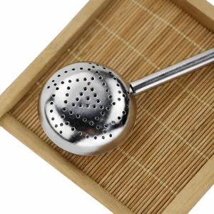 Stainless steel tea infuser ball with long handle for loose leaf tea brewing 304