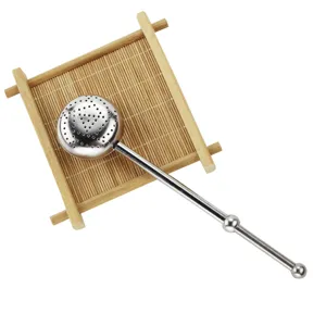 304 Stainless Steel Tea Infuser with Long Handle and Mat for Loose Leaf Tea Pot