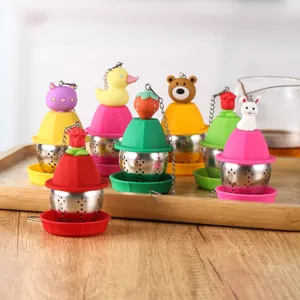 304 Edelstahl Silikon Tee-Infuser Süßer Cartoon Tier Pflanze Tee-Kugel-Sieb Für Büro Zuhause Küche Teezubehör