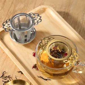 Stainless steel tea strainer double ear lace tea filter infuser office loose leaf tea tool