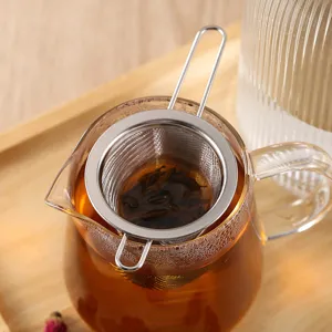 Stainless steel tea strainer fine mesh infuser for loose leaf tea brewing tool with handle