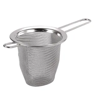 Stainless steel tea strainer mesh infuser with dual handles for loose leaf tea brewing tool
