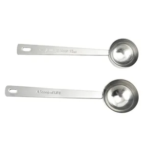 Edelstahl Kaffeemesslöffel Set, 15ml Fassungsvermögen, ideal zum Backen und Pulverportionieren.