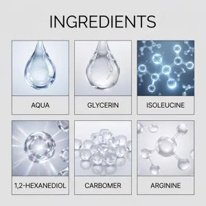 Gráfico detallado de ingredientes de productos para el cuidado de la piel con componentes clave.