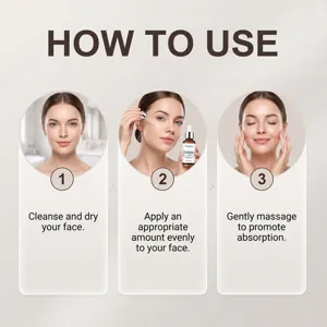 Sérum facial VIARELINE guía paso a paso de uso para una piel hidratada y suave.