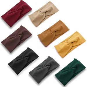 Set de 8 diademas de punto acanalado con nudo cruzado para yoga y moda deportiva diaria
