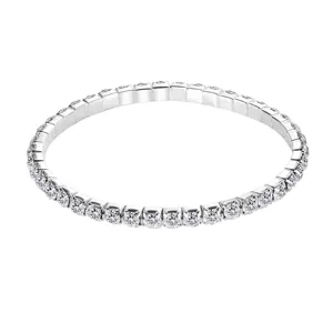 Elegant single row sparkling crystal tennis bracelet with silver finish for women