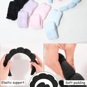 Close-up detail showing the elastic support and soft padding of the black sponge headband set.