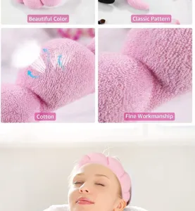 Detail of pink plush twisted headband showing soft texture and model wearing view.