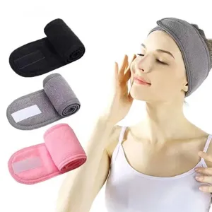 Women Adjustable Coral Fleece Facial Headband Soft Magic Tape Hairband For Washing Face Makeup Spa Yoga Sport Accessories