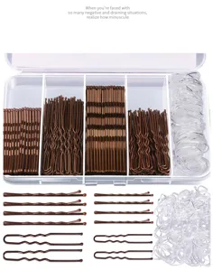Kit professionnel de 300 pinces à cheveux et élastiques dans une boîte de rangement
