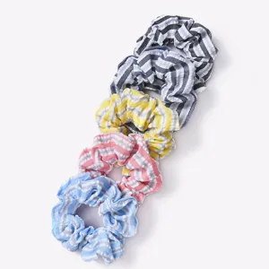 Assorted colorful striped fabric scrunchies for French style hair styling accessories