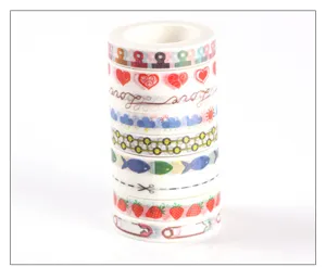 Decorative cute washi tape set with various patterns for journal planning and crafts.