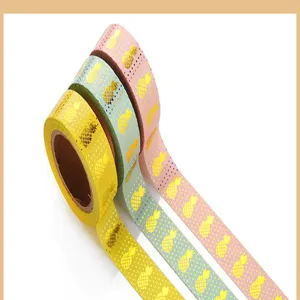 Kit de ruban adhésif Washi doré coloré avec motifs d'ananas et de pois pour la carterie.
