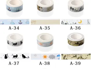 Decorative washi tape rolls set, cute patterns masking tape for journaling, crafts and scrapbooking