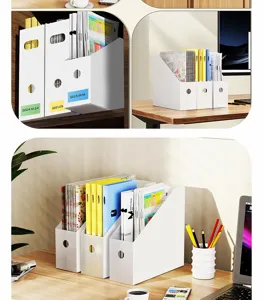 Plastic desktop file organizer storage box office bookend file holder stand storage.